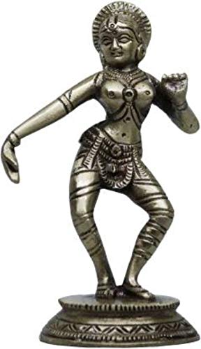 Handcrafted Dancing Lady Decorative Showpiece - 14 cm (Brass, Silver)