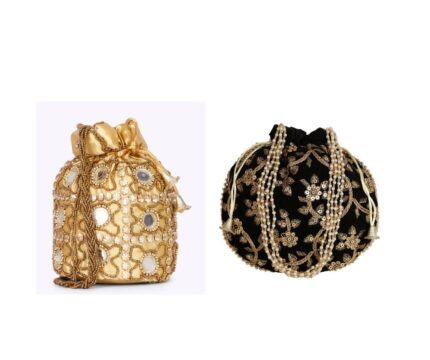 Combo of Gold & BlackColor Designer Embroidered Potli Bag